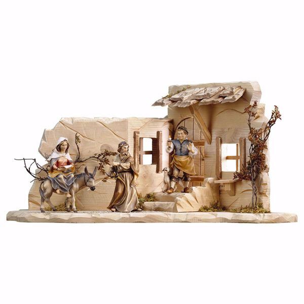 Picture of Harborage search with Host and Harborage 6 Pieces cm 10 (3,9 inch) Ulrich Nativity Scene Val Gardena wooden Statues