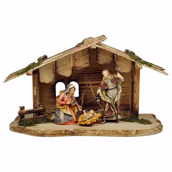 Picture of Ulrich Nativity Set 5 Pieces cm 10 (3,9 inch) hand painted Val Gardena wooden Statues