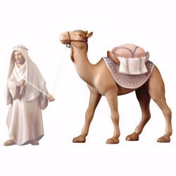 Imagen de Camello de pie cm 10 (3,9 inch) Belén Cometa pintado a mano Estatua artesanal de madera Val Gardena estilo Árabe tradicional