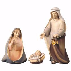Picture of Holy Family 4 pieces cm 10 (3,9 inch) hand painted Comet Nativity Scene Val Gardena wooden Statues traditional Arabic style