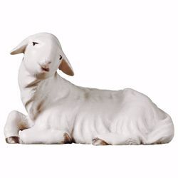 Picture of Lying Lamb cm 10 (3,9 inch) hand painted Saviour Nativity Scene Val Gardena wooden Statue traditional style