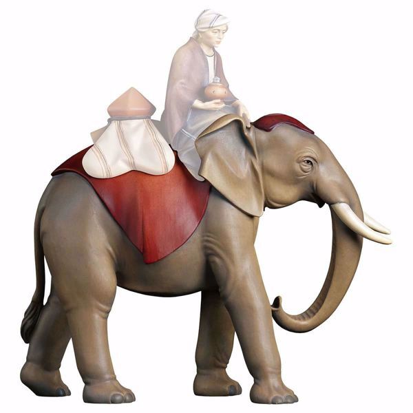 Imagen de Elefante de pie cm 10 (3,9 inch) Belén Redentor pintado a mano Estatua artesanal de madera Val Gardena estilo tradicional
