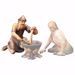 Immagine di Pastore inginocchiato che cucina cm 10 (3,9 inch) Presepe Redentore dipinto a mano Statua artigianale in legno Val Gardena stile tradizionale