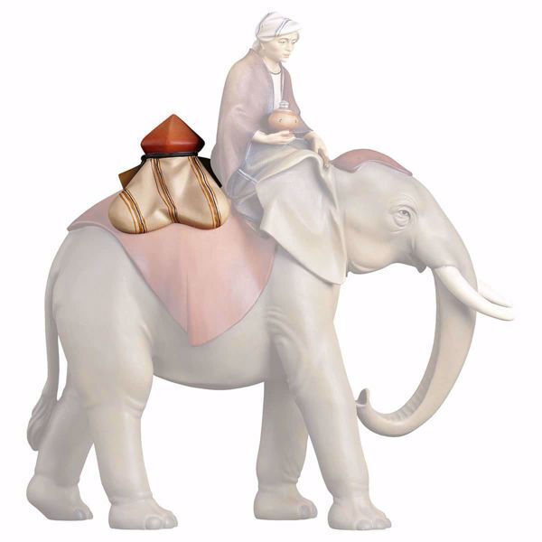 Immagine di Sella gioielli per elefante in piedi cm 10 (3,9 inch) Presepe Redentore dipinto a mano Statua artigianale in legno Val Gardena stile tradizionale