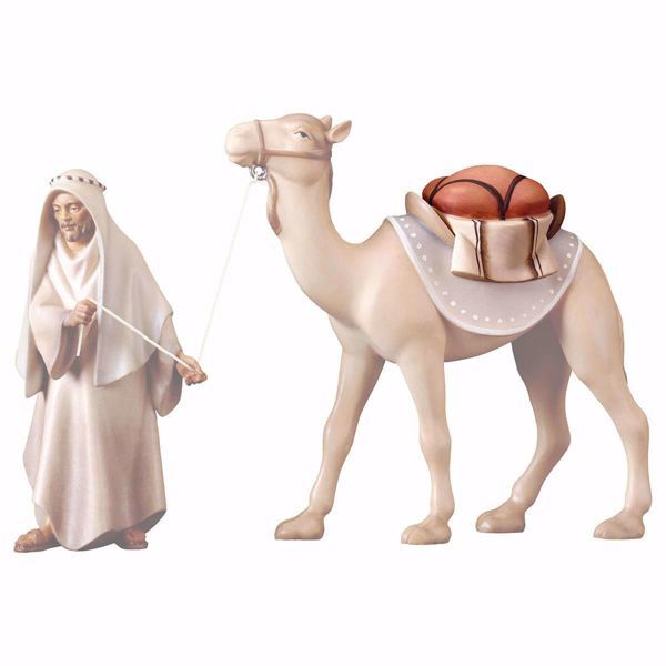Immagine di Sella per cammello in piedi cm 10 (3,9 inch) Presepe Redentore dipinto a mano Statua artigianale in legno Val Gardena stile tradizionale