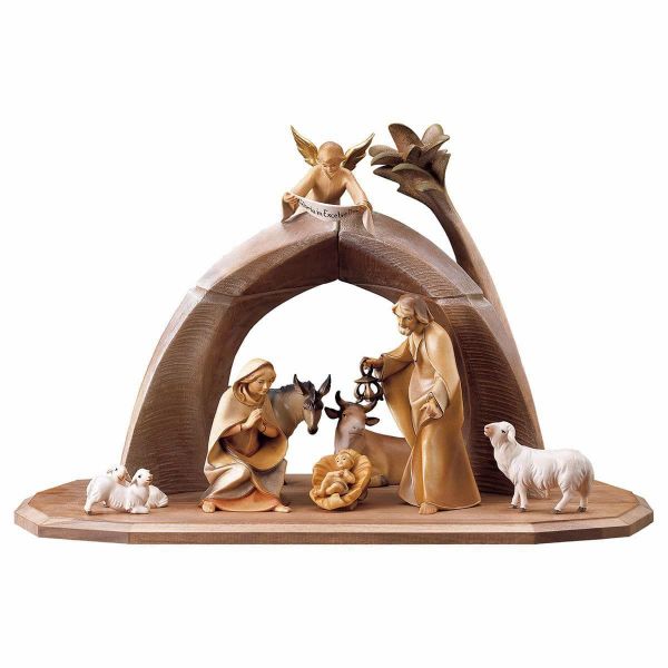 Picture of Saviour Nativity Set 11 Pieces cm 10 (3,9 inch) hand painted Val Gardena wooden Statues