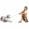 Immagine di Bambino che tira montone 2 pezzi Presepe Ulrich 12 cm tradizionale legno