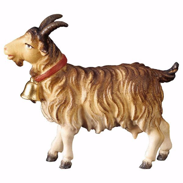 Picture of Goat with bell cm 12 (4,7 inch) hand painted Ulrich Nativity Scene Val Gardena wooden Statue baroque style