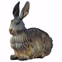 Imagen de Conejo cm 12 (4,7 inch) Belén Ulrich pintado a mano Estatua artesanal de madera Val Gardena estilo barroco
