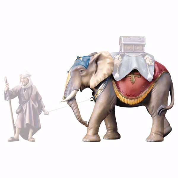 Picture of Standing Elephant cm 12 (4,7 inch) hand painted Ulrich Nativity Scene Val Gardena wooden Statue baroque style