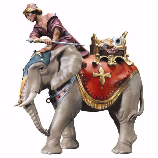 Immagine di Elefante con sella gioielli 3 pezzi Presepe Ulrich 12 cm tradizionale legno