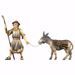 Picture of Shepherd with donkey and wood 2 pieces cm 12 (4,7 inch) hand painted Ulrich Nativity Scene Val Gardena wooden Statues baroque style