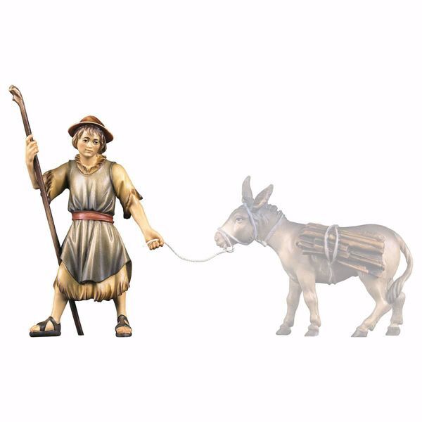 Immagine di Pastore che tira Presepe Ulrich 12 cm tradizionale legno