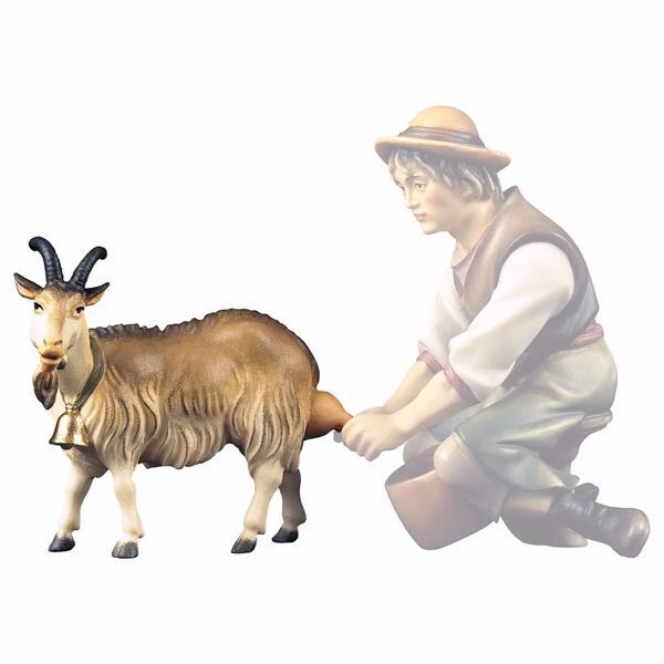Picture of Milk Goat cm 12 (4,7 inch) hand painted Ulrich Nativity Scene Val Gardena wooden Statue baroque style