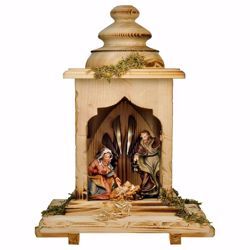Picture of Ulrich Nativity Set 5 Pieces with Light cm 12 (4,7 inch) hand painted Val Gardena wooden Statues