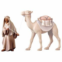Imagen de Camellero de pie cm 12 (4,7 inch) Belén Cometa pintado a mano Estatua artesanal de madera Val Gardena estilo Árabe tradicional