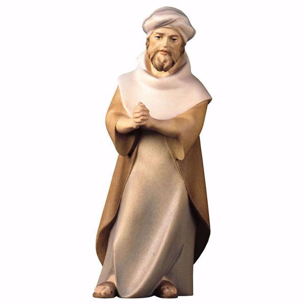 Imagen de Pastor que reza cm 12 (4,7 inch) Belén Cometa pintado a mano Estatua artesanal de madera Val Gardena estilo Árabe tradicional