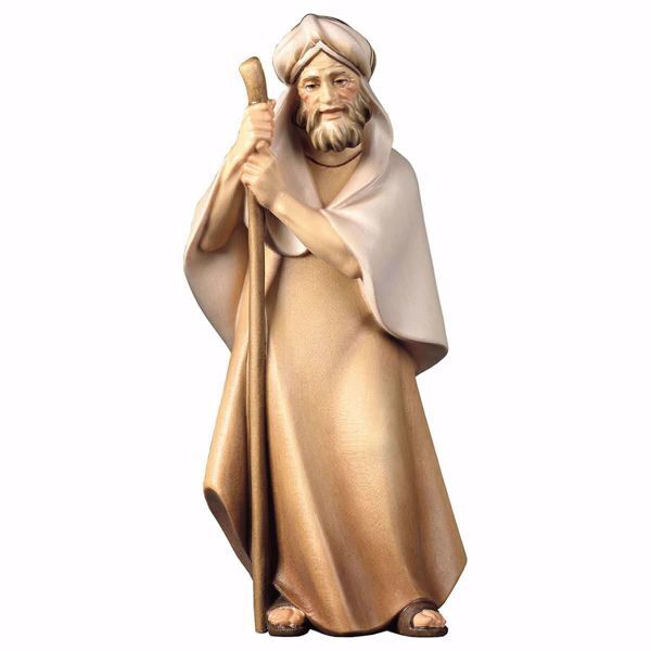 Immagine di Pastore con bastone cm 12 (4,7 inch) Presepe Cometa dipinto a mano Statua artigianale in legno Val Gardena stile Arabo tradizionale