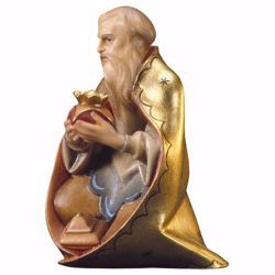 Picture of Melchior Saracen Wise King kneeling cm 12 (4,7 inch) hand painted Saviour Nativity Scene Val Gardena wooden Statue traditional style
