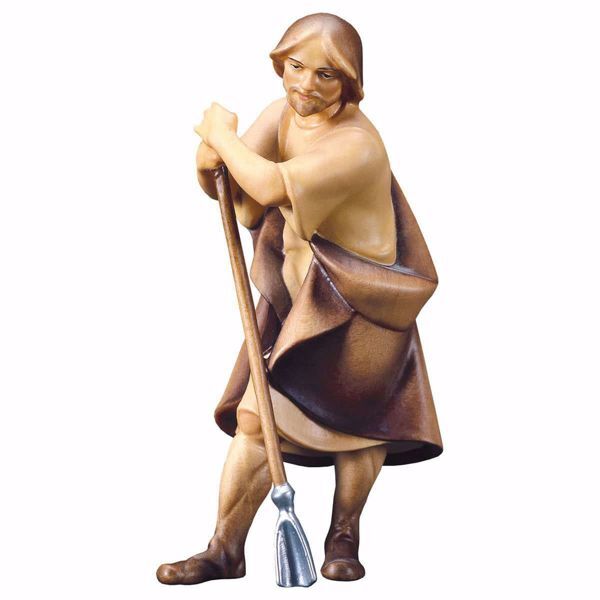 Immagine di Pecoraio con zappa cm 12 (4,7 inch) Presepe Redentore dipinto a mano Statua artigianale in legno Val Gardena stile tradizionale