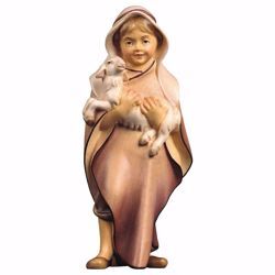 Immagine di Bambino con agnello cm 16 (6,3 inch) Presepe Cometa dipinto a mano Statua artigianale in legno Val Gardena stile Arabo tradizionale