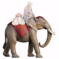 Imagen de Elefante de pie cm 16 (6,3 inch) Belén Cometa pintado a mano Estatua artesanal de madera Val Gardena estilo Árabe tradicional