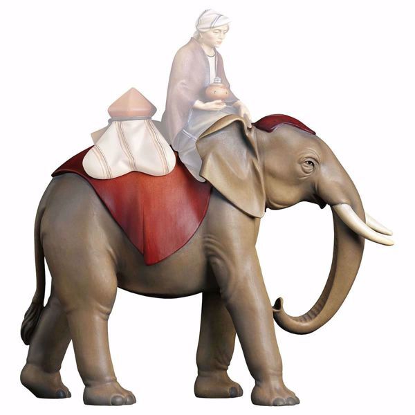 Immagine di Elefante in piedi cm 16 (6,3 inch) Presepe Cometa dipinto a mano Statua artigianale in legno Val Gardena stile Arabo tradizionale