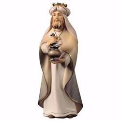 Immagine di Gaspare Re Magio Bianco in piedi cm 16 (6,3 inch) Presepe Cometa dipinto a mano Statua artigianale in legno Val Gardena stile Arabo tradizionale