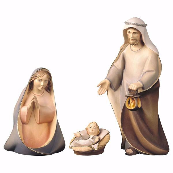 Immagine di Sacra Famiglia 4 pezzi statuine Presepe Cometa 16 cm arabo legno