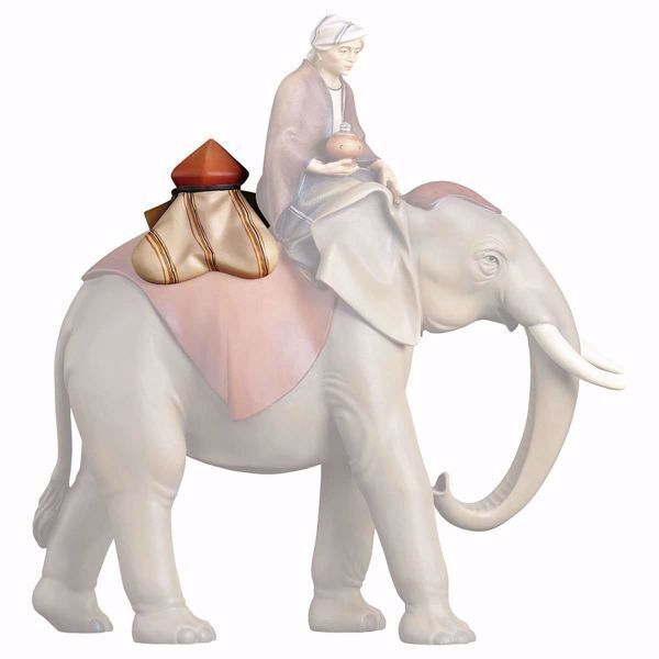 Imagen de Sillín Joyas para Elefante de pie cm 16 (6,3 inch) Belén Cometa pintado a mano Estatua artesanal de madera Val Gardena estilo Árabe tradicional