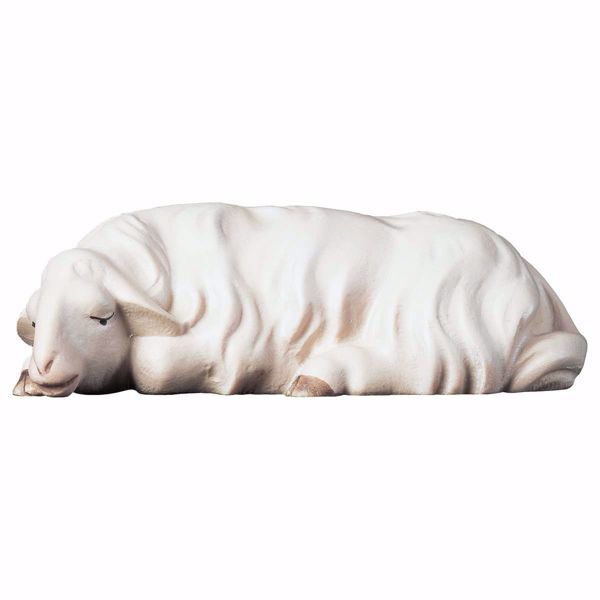 Picture of Sleeping Sheep cm 16 (6,3 inch) hand painted Saviour Nativity Scene Val Gardena wooden Statue traditional style