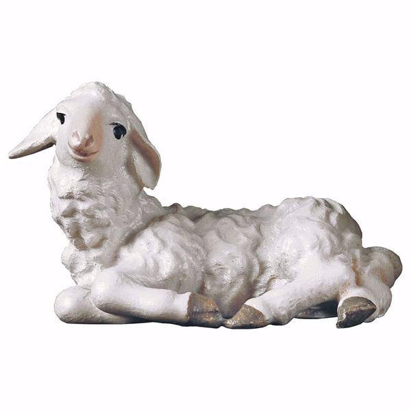 Picture of Lying Lamb cm 15 (5,9 inch) hand painted Ulrich Nativity Scene Val Gardena wooden Statue baroque style