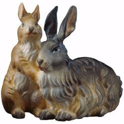 Immagine di Gruppo di conigli cm 15 (5,9 inch) Presepe Ulrich dipinto a mano Statua artigianale in legno Val Gardena stile barocco