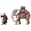 Immagine di Elefante con sella Bagagli 3 pezzi Presepe Ulrich 15 cm legno fatto a mano