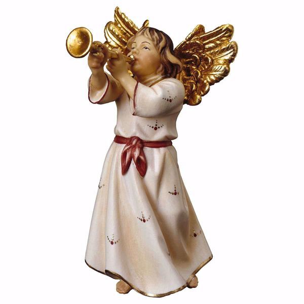Imagen de Ángel con trompeta Belén Ulrich 23 cm clásico madera artesanal