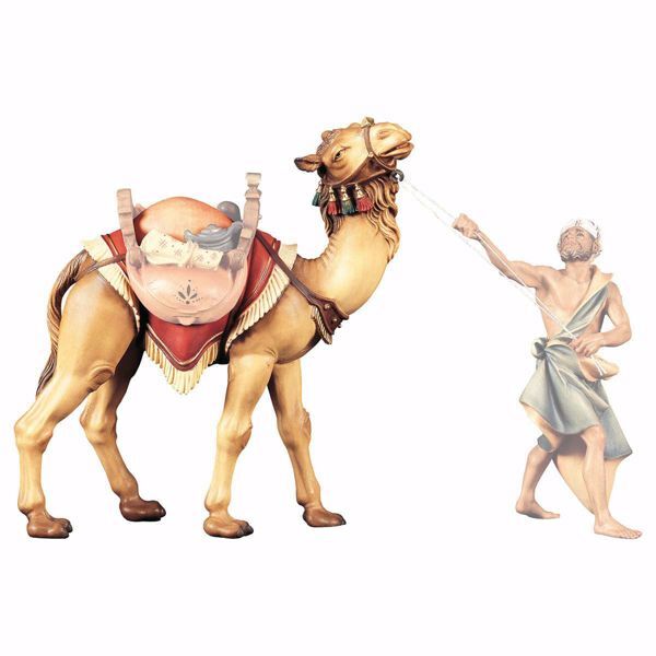 Imagen de Camello de pie cm 23 (9,1 inch) Belén Ulrich pintado a mano Estatua artesanal de madera Val Gardena estilo barroco