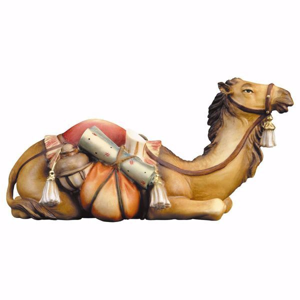 Imagen de Camello yacente cm 23 (9,1 inch) Belén Ulrich pintado a mano Estatua artesanal de madera Val Gardena estilo barroco