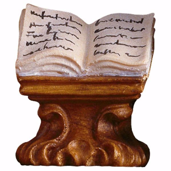 Imagen de Libro en consola cm 23 (9,1 inch) Belén Ulrich pintado a mano Estatua artesanal de madera Val Gardena estilo barroco