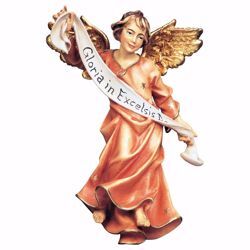 Picture of Red Glory Angel cm 8 (3,1 inch) hand painted Ulrich Nativity Scene Val Gardena wooden Statue baroque style