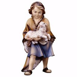 Immagine di Bambino con agnello cm 8 (3,1 inch) Presepe Ulrich dipinto a mano Statua artigianale in legno Val Gardena stile barocco