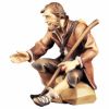 Immagine di Pastore seduto con bastone Presepe Ulrich 8 cm tradizionale legno