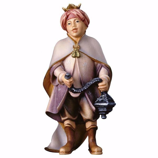 Immagine di Piccolo Cantore con incenso Presepe Ulrich 8 cm tradizionale legno