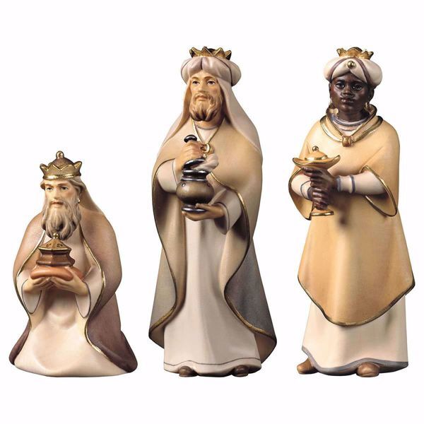 Picture of Three Wise Kings Group 3 Pieces cm 50 (19,7 inch) hand painted Comet Nativity Scene Val Gardena wooden Statues traditional Arabic style