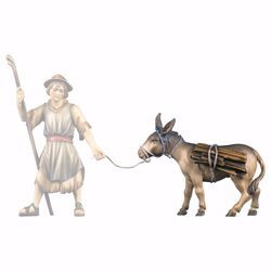 Picture of Donkey with Wood cm 10 (3,9 inch) hand painted Ulrich Nativity Scene Val Gardena wooden Statue baroque style