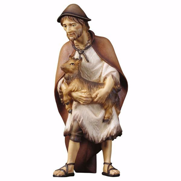 Picture of Herder with goat cm 10 (3,9 inch) hand painted Ulrich Nativity Scene Val Gardena wooden Statue baroque style