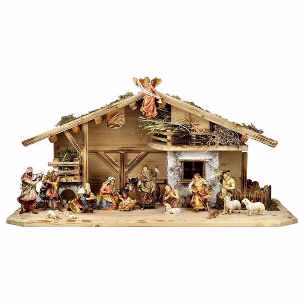 Picture of Ulrich Nativity Set 18 Pieces cm 15 (5,9 inch) hand painted Val Gardena wooden Statues
