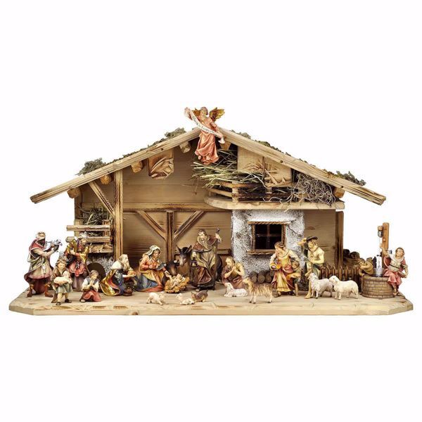 Picture of Ulrich Nativity Set 24 Pieces cm 15 (5,9 inch) hand painted Val Gardena wooden Statues
