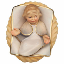 Picture of Baby Jesus in Cradle 2 Pieces cm 10 (3,9 inch) hand painted Comet Nativity Scene Val Gardena wooden Statues traditional Arabic style