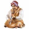 Picture of Sitting Shepherd with flute Comet Nativity 12 cm (4,7 inch) arabic oil painted wood