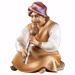 Immagine di Pastore seduto con flauto cm 12 (4,7 inch) Presepe Cometa dipinto a mano Statua artigianale in legno Val Gardena stile Arabo tradizionale